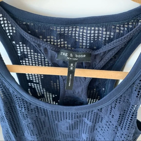 Rag & Bone Stella Dress Navy Lasercut Medium - Picture 7 of 9